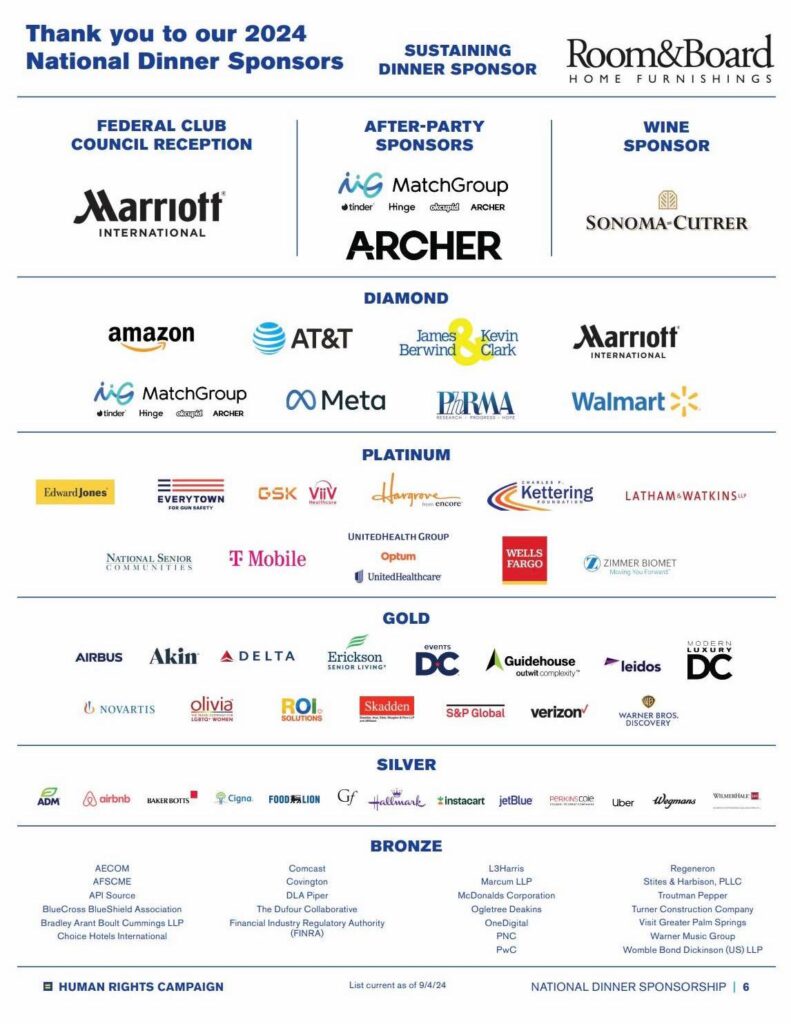 2024 HRC National Dinner corporate sponsors